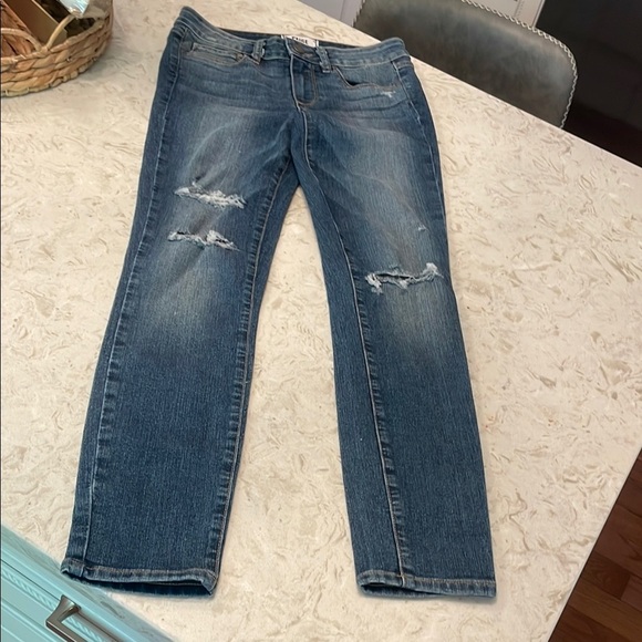 PAIGE Blue Ankle Cropped Distressed Jeans - Picture 1 of 7